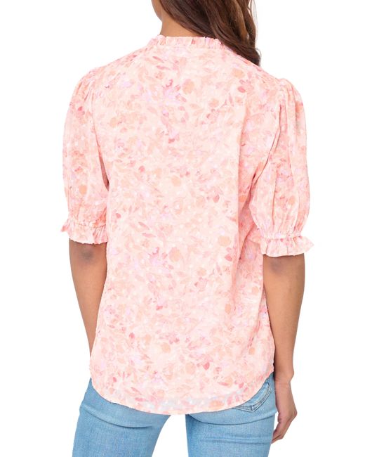 Gibsonlook Red Floral Lace Trim Button-up Shirt