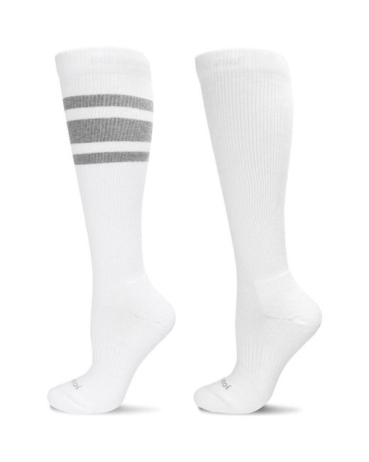Memoi White Assorted 2-Pack Knee High Compression Socks