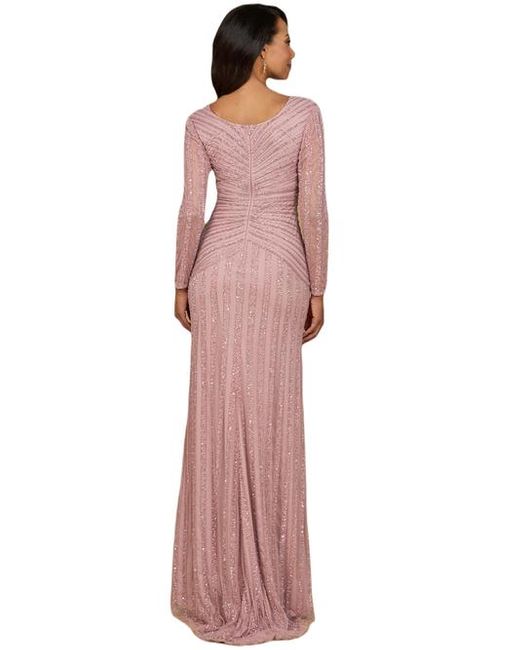 LARA New York Purple Long Sleeve Beaded Gown