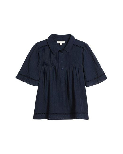 Treasure & Bond Blue Flutter Sleeve Popover Top