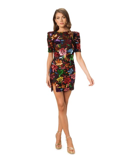 Dress the Population Red Maddox Floral Sequin Minidress