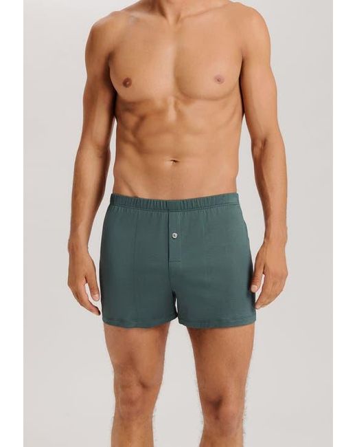 Hanro Green Cotton Sporty Button Fly Cotton Boxer for men