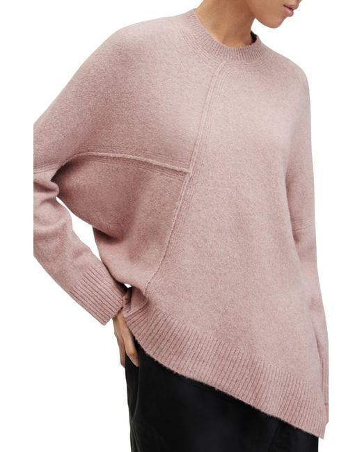 AllSaints Black Lock Asymmetric Hem Crewneck Sweater