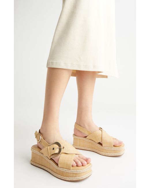 Marc Fisher Natural Renda Slingback Espadrille Platform Wedge Sandal