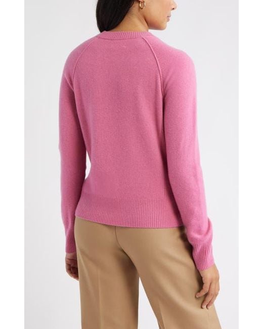 Caslon Pink Raglan Sleeve Wool & Cashmere Sweater