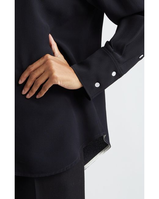 Proenza Schouler Black Long Sleeve Marocaine Crepe Shirt