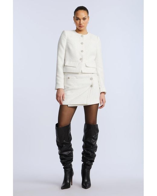 BCBGMAXAZRIA White Tweed Chasseur Jacket