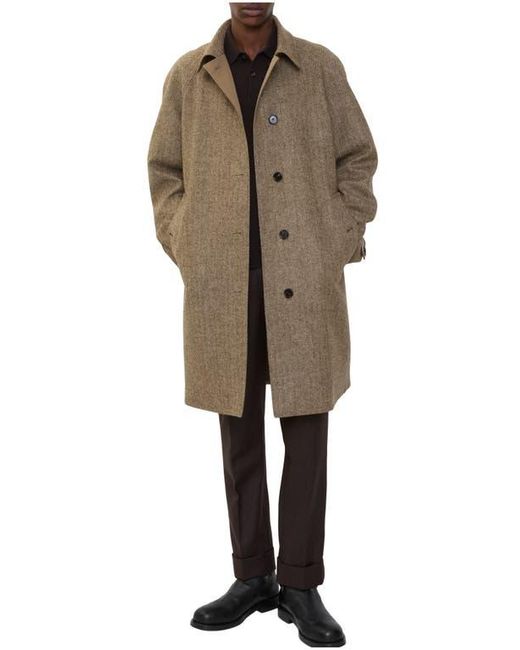 Burberry Natural Long Herringbone Wool Dual Car Coat for men