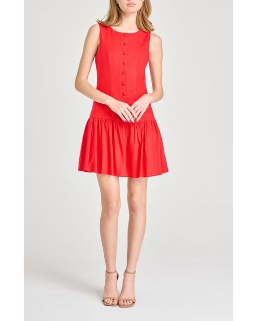 Wayf Red Martini Linen Blend Minidress