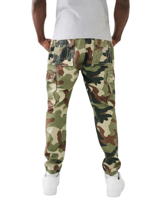 True Religion Green Big T Camouflage Cargo joggers for men