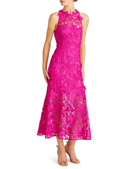 ML Monique Lhuillier Pink Colette Lace Cocktail Dress