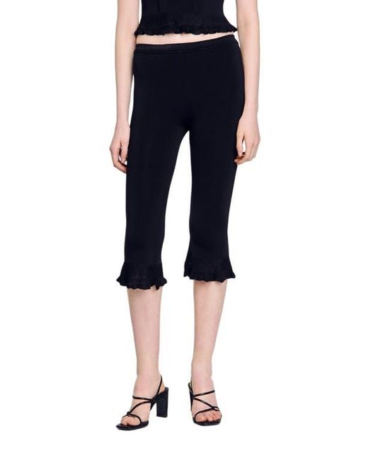Sandro Blue Ruffled Capri Pants