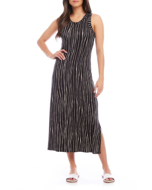 Karen Kane Black Stripe Sleeveless Midi Dress