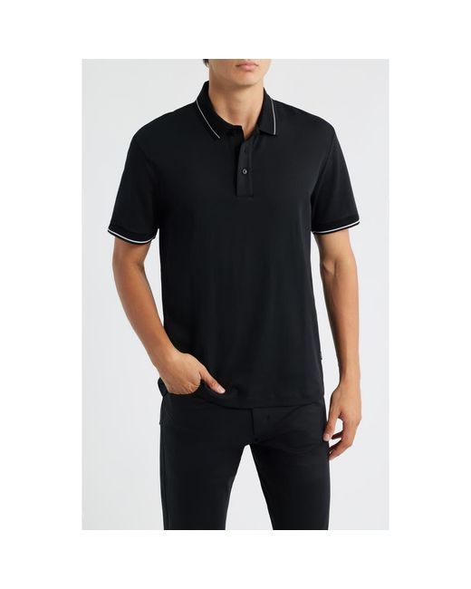 BOSS Men's Black Parlay Tipped Cotton Polo