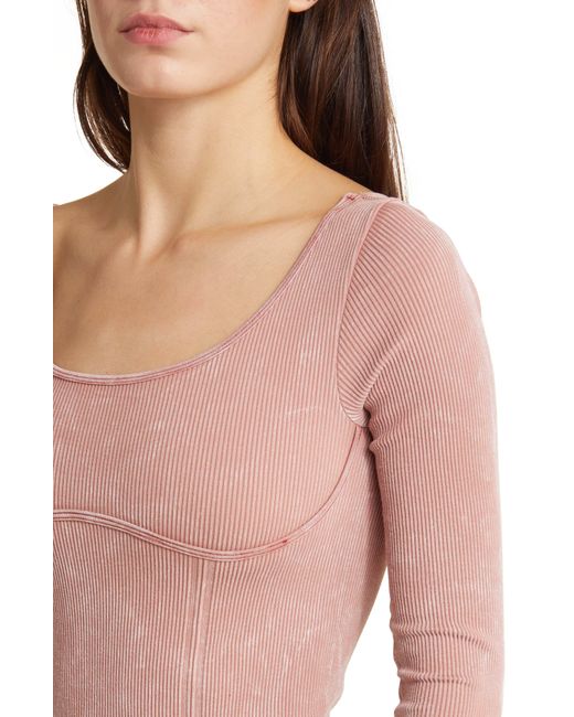 BDG Pink Long Sleeve Rib Sweater Dress
