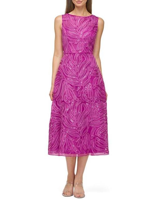 JS Collections Purple Sequin Soutache Lace Cocktail Dress