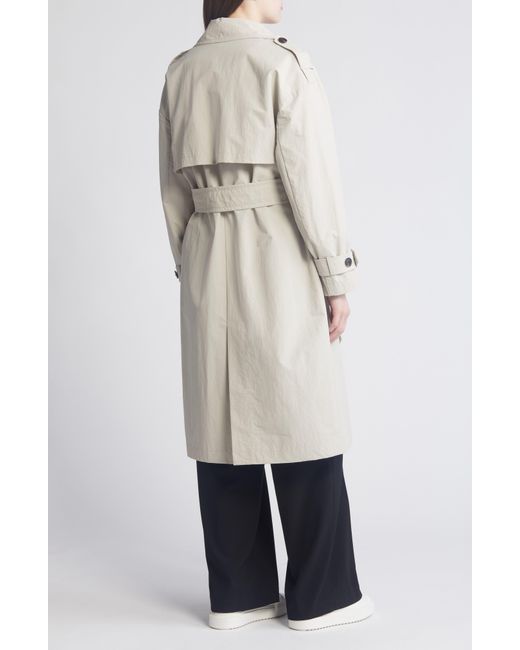 BCBGMAXAZRIA Double Breasted Packable Trench Coat in White | Lyst