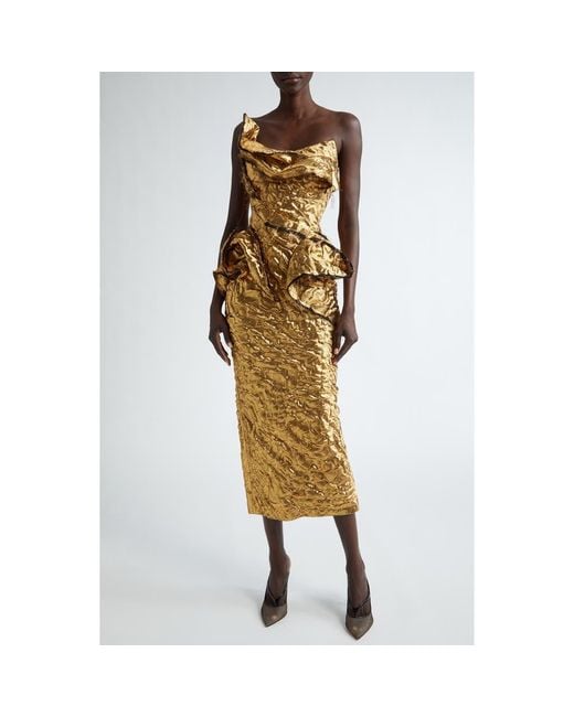 Jason Wu Sculpted Metallic Jacquard Strapless Cocktail Dress | Lyst