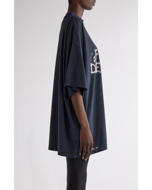 Balenciaga Black Fashion Designer Distressed Oversize Graphic T-Shirt