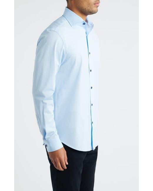 Bugatchi Blue James Ooohcotton Solid Button-Up Shirt for men