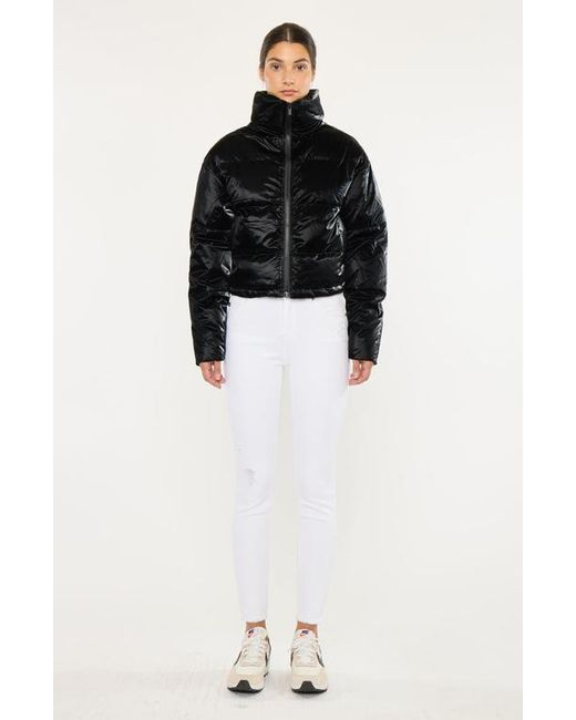 Kancan Black Lux Cropped Puffer Jacket