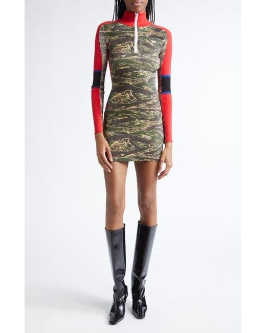 DIESEL Multicolor M-Camok Long Sleeve Rib Minidress