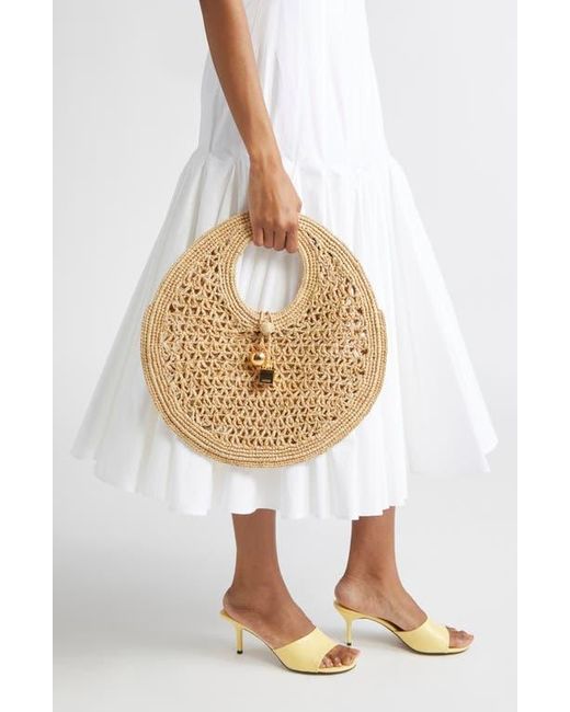 Jacquemus Metallic Le Petit Rond Spiaggia Raffia Handbag