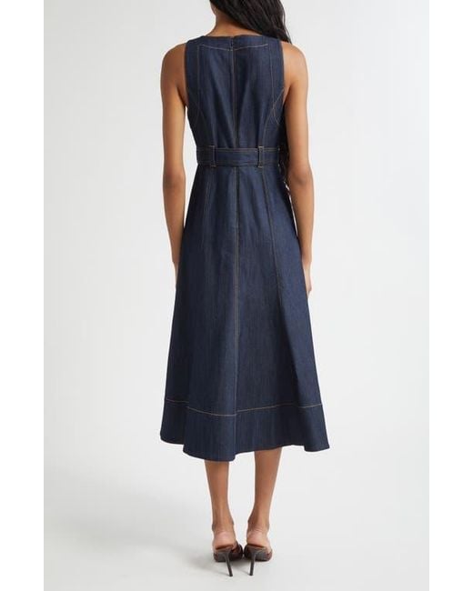 Cinq À Sept Blue Cezanne Denim Midi Dress