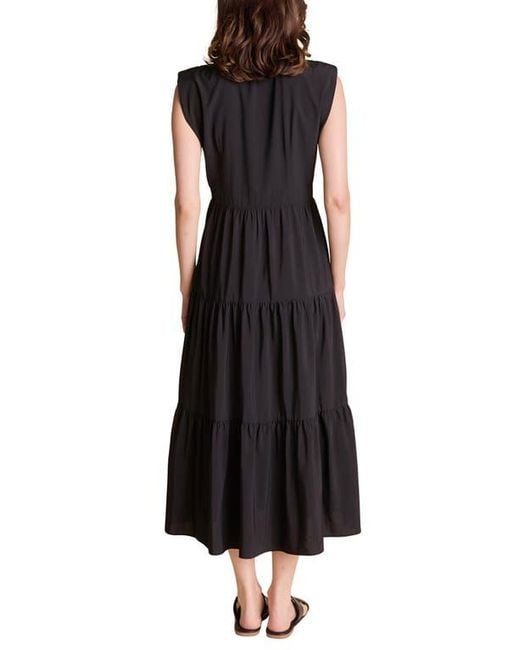 Endless Rose Pintuck Detail Tiered Midi Dress in Black | Lyst