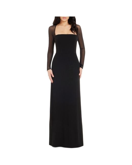 Dress the Population Maxwell Square Neck Long Sleeve Gown in Black | Lyst