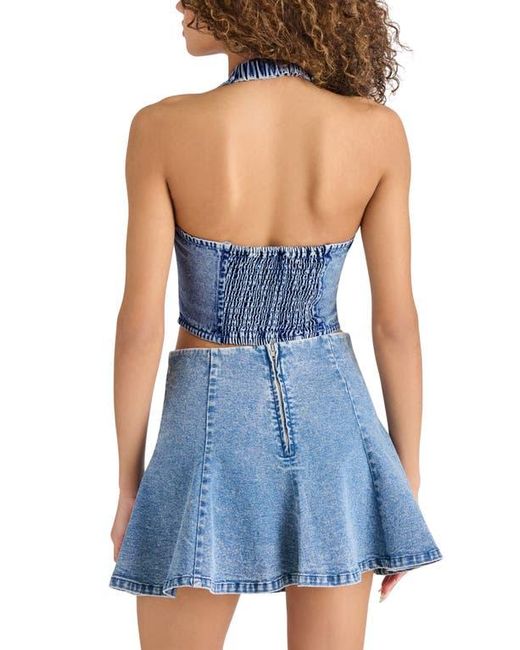 Steve Madden Blue Beatrix Denim Halter Top