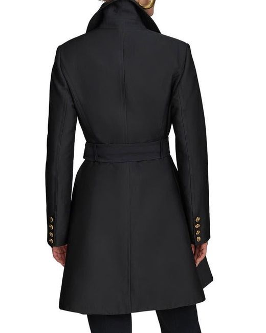 Donna Karan Black Water Resistant Skirted Cotton Blend Trench Coat