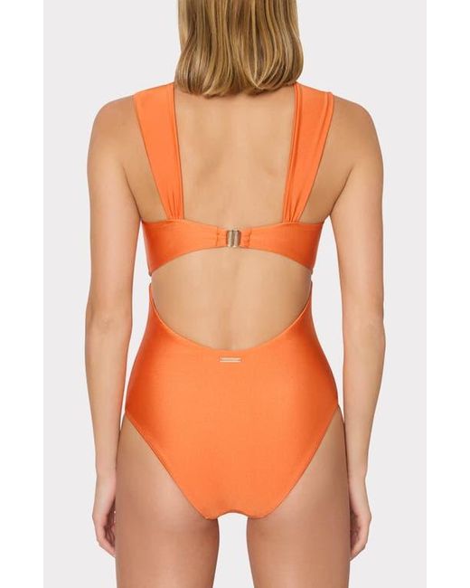 MILLY Orange Betsy Gloss Bandeau One-Piece Swimsuit