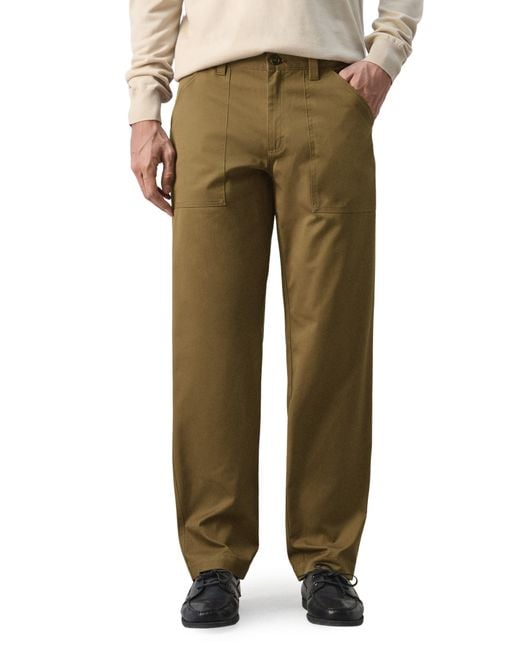 Mango Green Cotton Utility Pants for men
