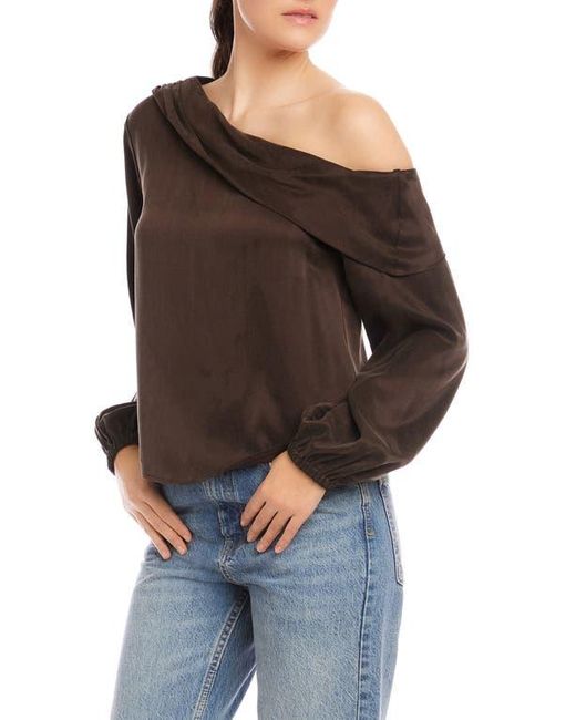 Fifteen Twenty Black Marisa One-Shoulder Satin Top