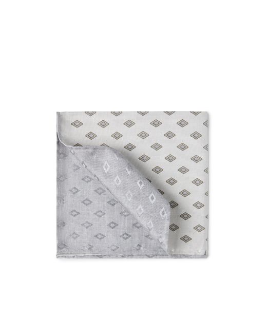 Brunello Cucinelli Gray Silk Pocket Square With Pattern for men