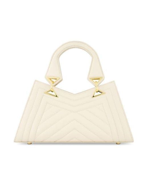 Mac Duggal Natural Quilted Napa Leather Angular Handbag