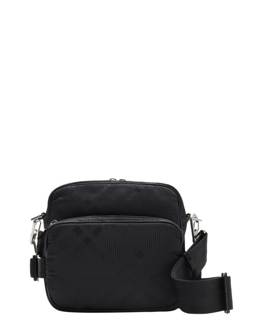 Burberry Black Check Jacquard Nylon Crossbody Bag for men
