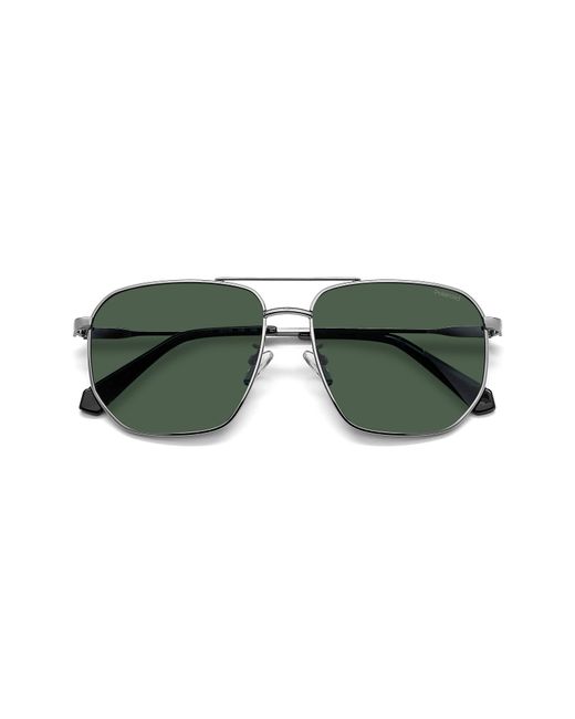 Polaroid Green 59Mm Polarized Rectangular Sunglasses for men