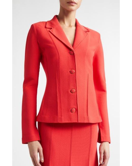 St. John Red Adele Valley Fitted Sweater Jacket