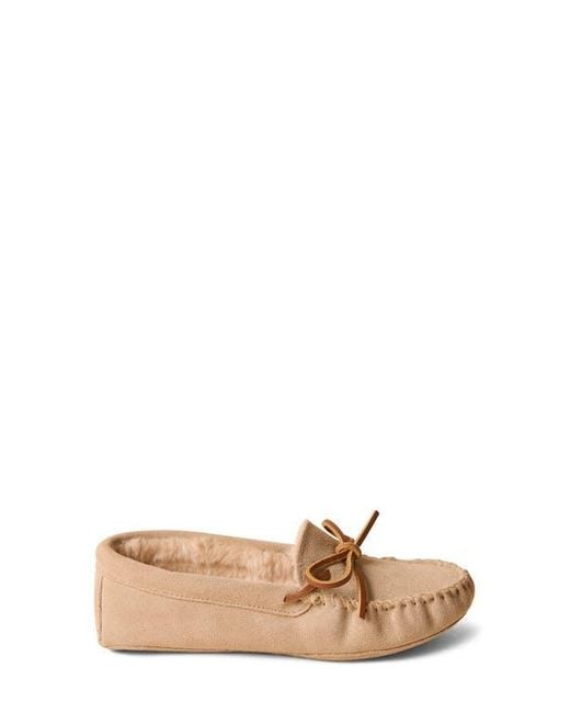 Minnetonka Natural Faux Fur Lined Soft Sole Slipper