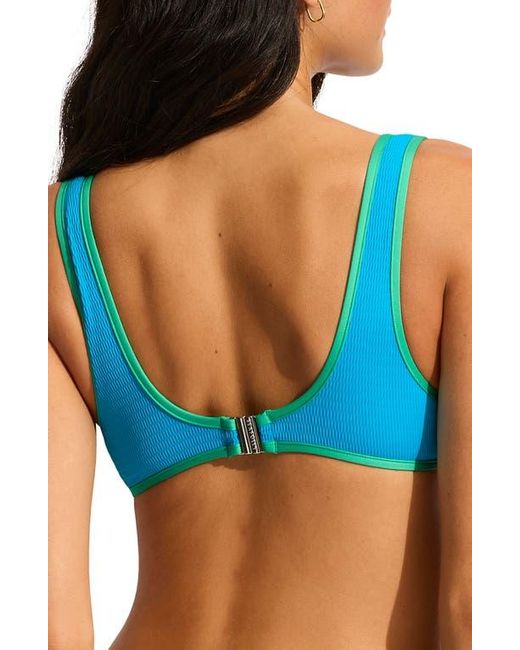 Seafolly Blue Colorblock Ring Bikini Top