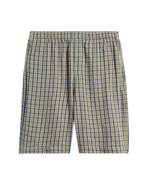 Topman Gray Check Cotton Seersucker Shorts for men