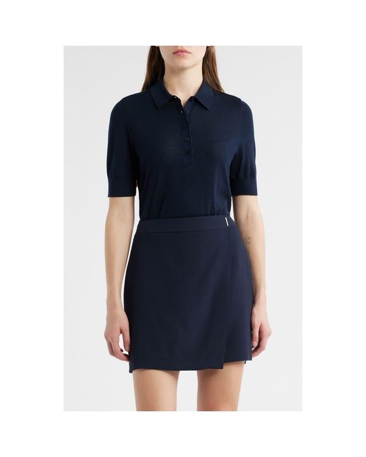 Boss Blue Fidenka Virgin Wool Polo Sweater