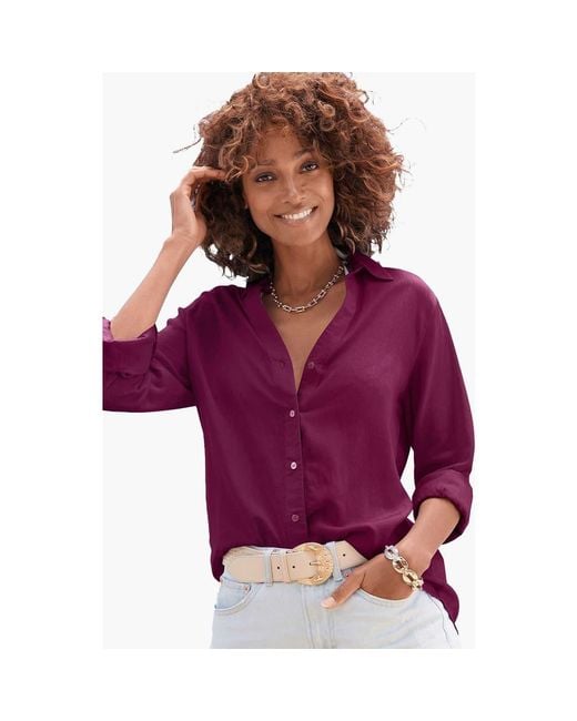 Lascana Purple Button Down Blouse
