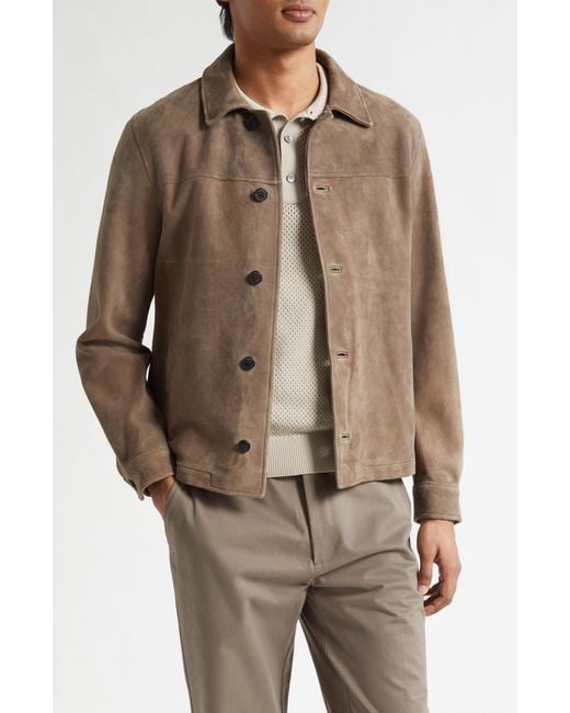 Sunspel Brown Suede Jacket for men