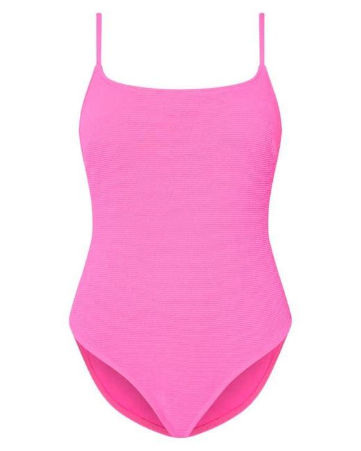 MILLY Pink Grace Solid Textured One-Piece Swimsuit