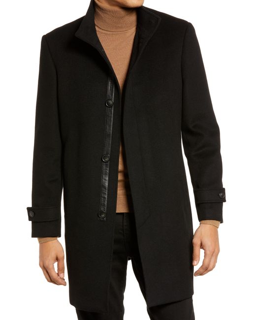 Hart Schaffner Marx Black Creston Wool Blend Coat for men