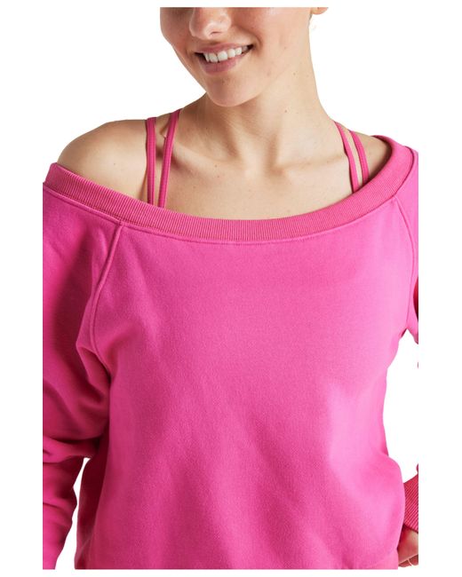 Electric Yoga Pink Off Shoulder Sweatshirt