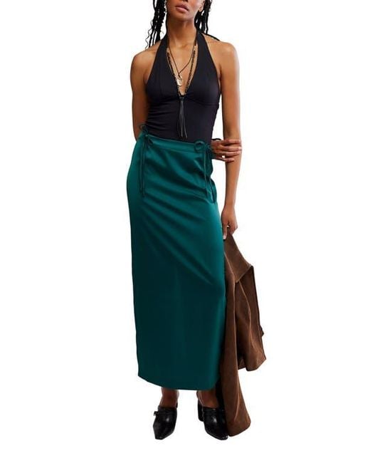 Free People Green Rosetto Column Maxi Skirt